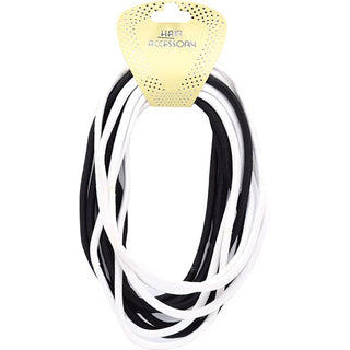 MAGIC COLLECTION - Hair Accessory Elastic Ponytail Holder BLACK/WHITE 12PCs #HEP518BW