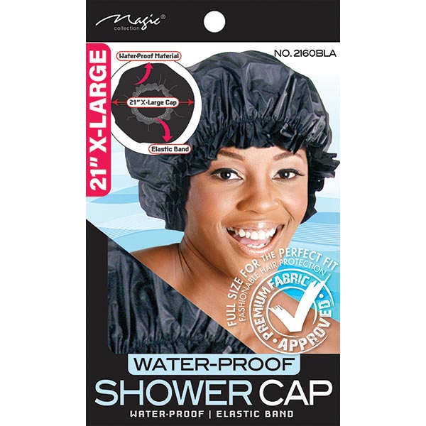 MAGIC COLLECTION - Water-Proof X-LARGE Shower Cap Black