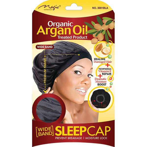 MAGIC COLLECTION - Argan Oil Infused Wide Band Sleep Cap BLACK