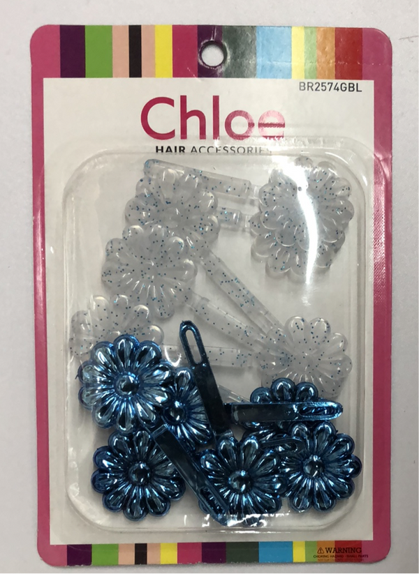 CHLOE - Daisy Hair Barrettes Blue/White