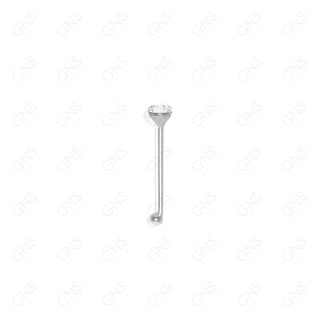 GNS - SILVER STRAIGHT NOSE RING BALL TIP STONE 1PC (N001S)