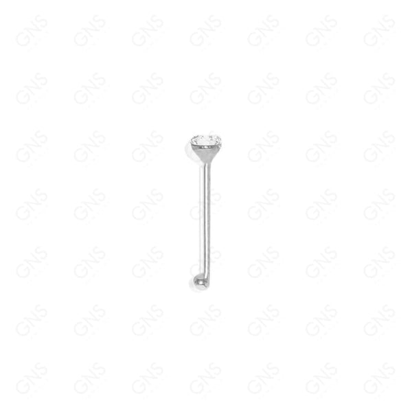 GNS - SILVER STRAIGHT NOSE RING BALL TIP STONE 1PC (N001S)