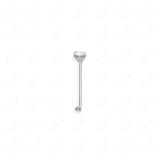 GNS - SILVER STRAIGHT NOSE RING BALL TIP STONE 1PC (N002S)