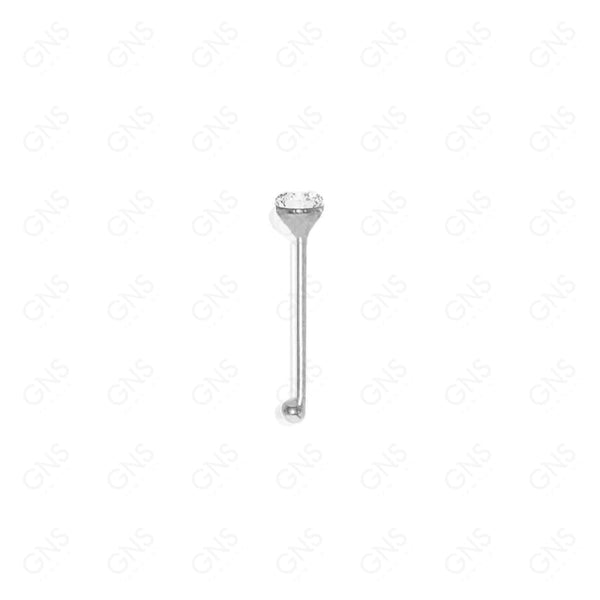 GNS - SILVER STRAIGHT NOSE RING BALL TIP STONE 1PC (N002S)