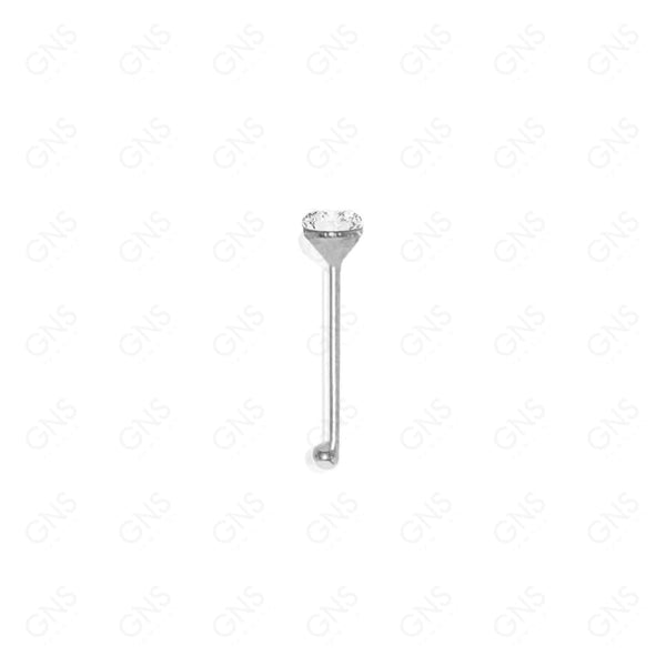 GNS - SILVER STRAIGHT NOSE RING BALL TIP STONE 1PC (N003S)