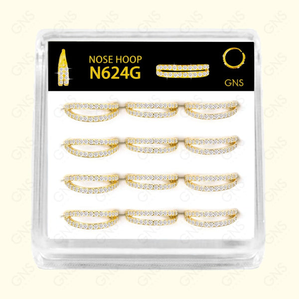 GNS - GOLD DOUBLE HOOP NOSE RING 1PC (N624G)