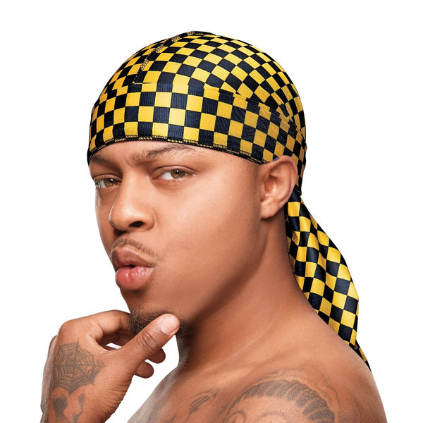 KISS - RED POWER WAVE CHECKER DURAG YELLOW