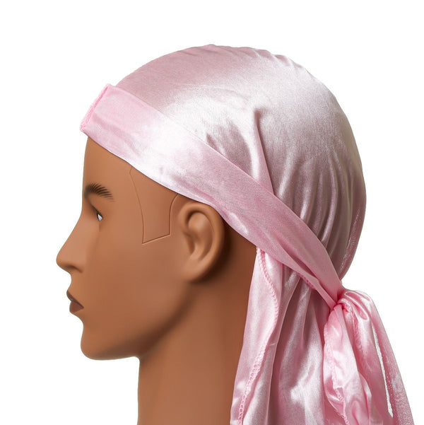 KISS - RED PREMIUM SILKY SATIN DURAG (PINK)