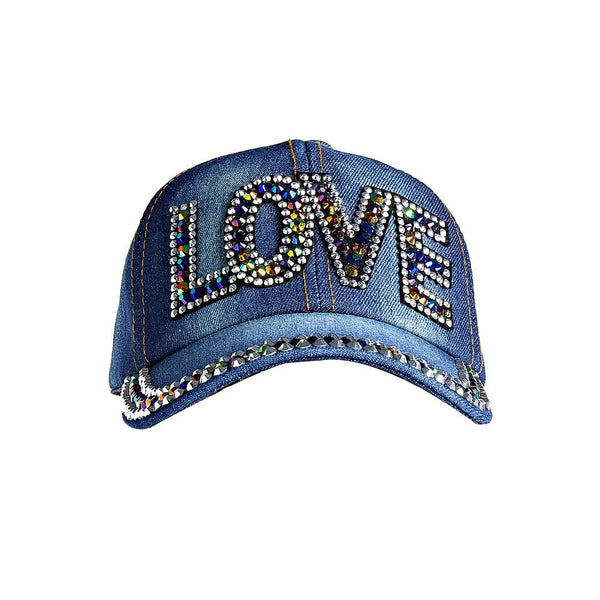 KISS - SATIN LINED STUD BASEBALL CAP LOVE