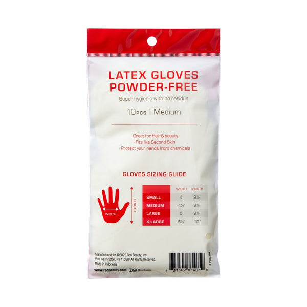 KISS - RED POWDER-FREE LATEX GLOVES MEDIUM 10CT