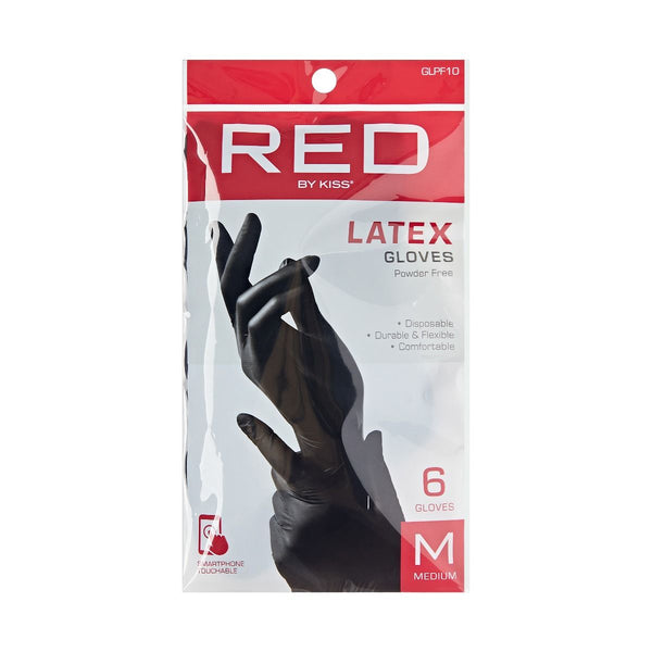 KISS - RED BLACK LATEX GLOVES 6 PCS MEDIUM