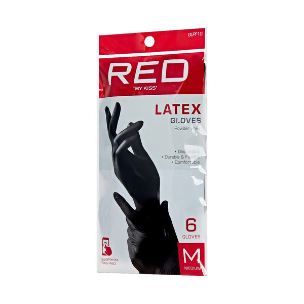 KISS - RED BLACK LATEX GLOVES 6 PCS MEDIUM