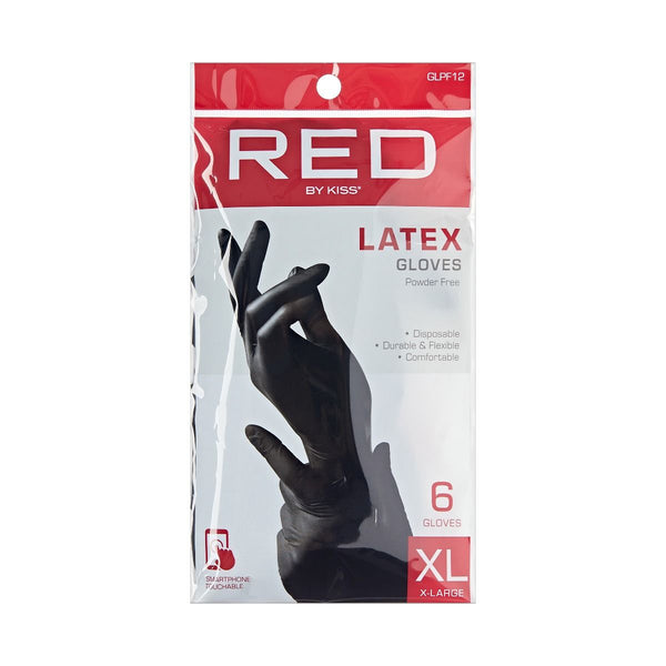 KISS - RED BLACK LATEX GLOVES 6 PCS X-LARGE