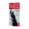 KISS - RED BLACK LATEX GLOVES 6 PCS X-LARGE