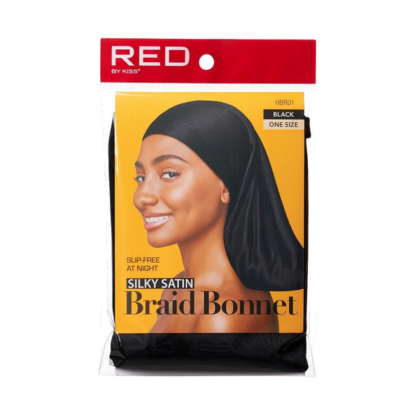 KISS - RED SILKY SATIN BRAID BONNET, BLACK