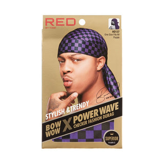 KISS - RED POWER WAVE CHECKER DURAG PURPLE