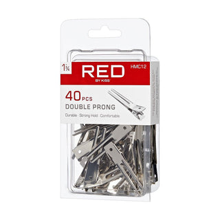 KISS - RED 1 3/4' DOUBLE PRONG CLIP 40PCS