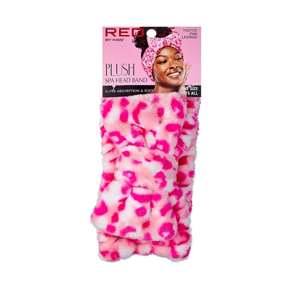 KISS - RED PLUSH SPA HEADBAND PINK LEOPARD