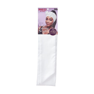 KISS - RED SILKY SATIN EDGE SCARF WHITE