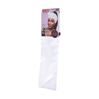 KISS - RED SILKY SATIN EDGE SCARF WHITE