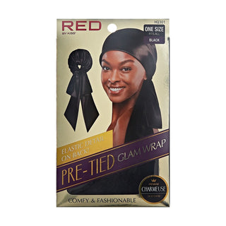 KISS - SILKY PRE TIED GLAM WRAP BLACK