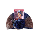 KISS - RED TEXTURED TOP KNOT TURBAN BLUE TIEDYE