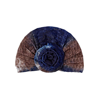 KISS - RED TEXTURED TOP KNOT TURBAN BLUE TIEDYE