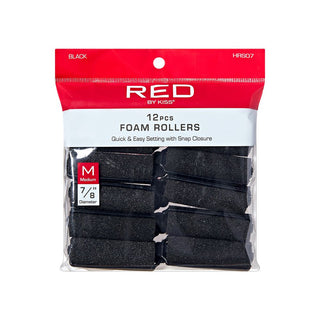 KISS - RED FOAM ROLLERS, MEDIUM, 7/8", 12PC, BLACK