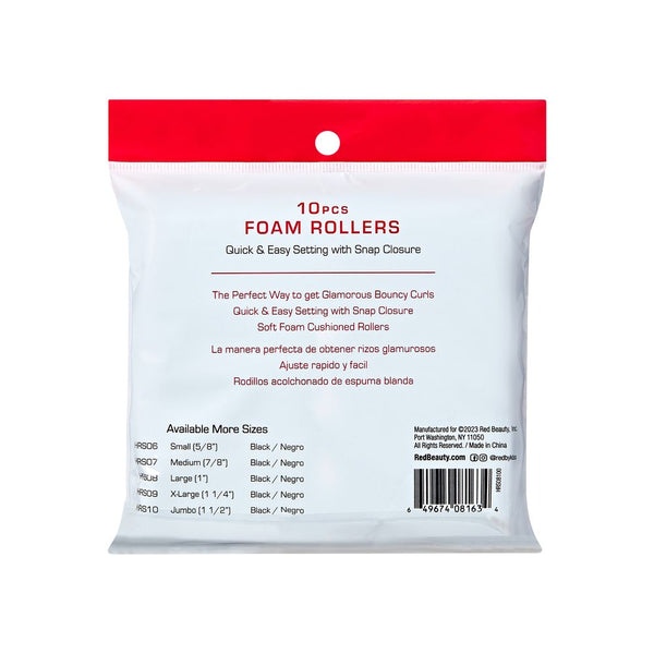KISS - RED FOAM ROLLERS, LARGE, 1", 10PC, BLACK