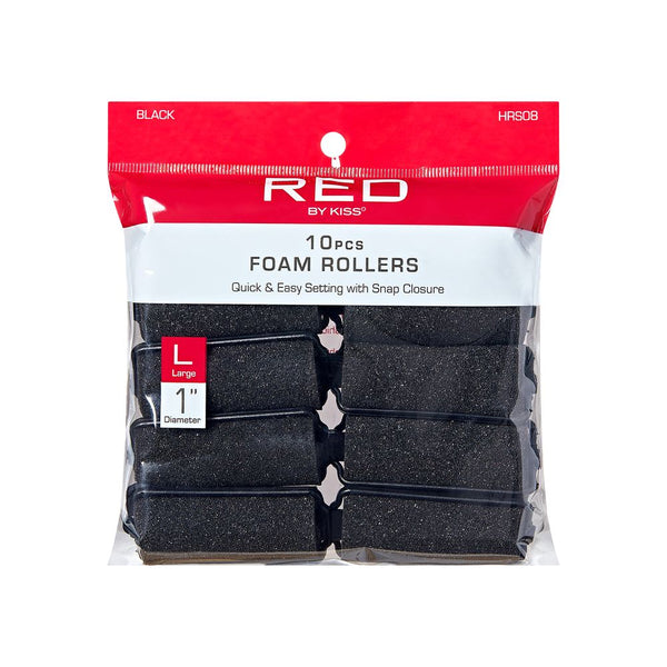 KISS - RED FOAM ROLLERS, LARGE, 1", 10PC, BLACK