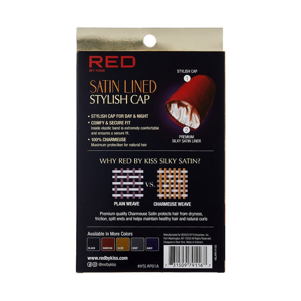 KISS - RED SILKY SATIN LINED HAIR CAP (ASSORTED)