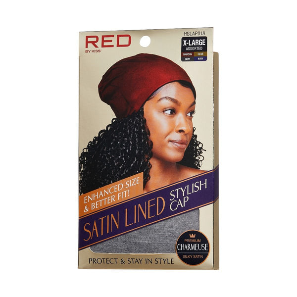 KISS - RED SILKY SATIN LINED HAIR CAP (ASSORTED)