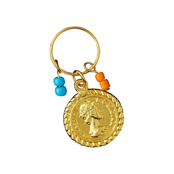 KISS - RED BRAID CHARM LUXURY HOOP COIN HZ72