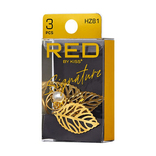 KISS - RED BRAID CHARM SIGNATURE HOOP PEARL LEAF HZ81
