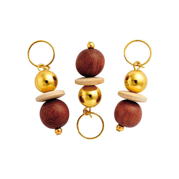 KISS - RED BRAID CHARM SIGNATURE HOOP GOLD WOODEN BEAD HZ83
