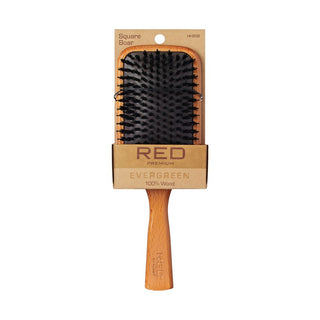 KISS - RED EVERGREEN WOODEN BRUSH SQUARE BOAR PADDLE
