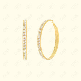 GNS - Gold Rhinestone Side Band Hoop Earrings (RFD07G)