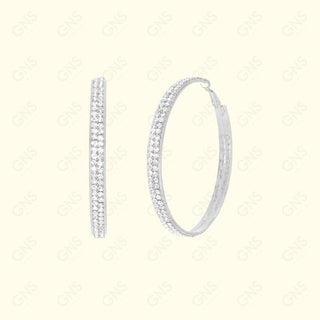 GNS - Silver Rhinestone Side Band Hoop Earrings (RFD07S)