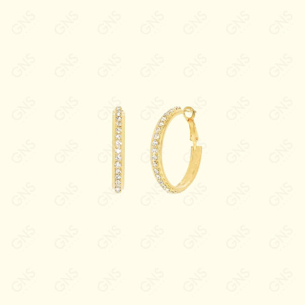 GNS - Gold Small Rhinestone Side Band Hoop Earrings (RFS03G)