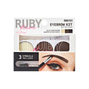 KISS - RUBY KISSES EYEBROW KIT W STENCILS BLACK DARK BROWN