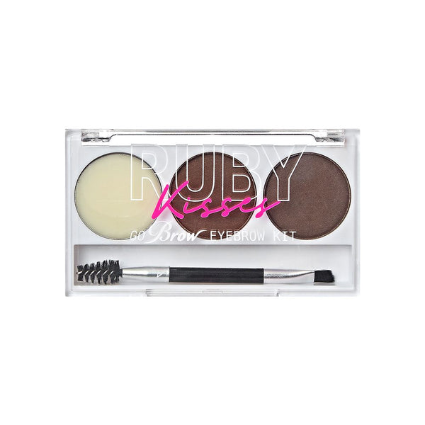 KISS - RUBY KISSES EYEBROW KIT W STENCILS BLACK DARK BROWN