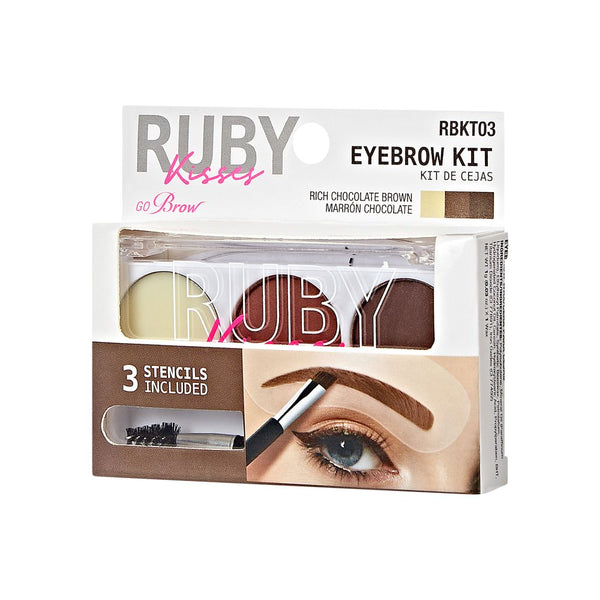 KISS - RUBY KISSES EYEBROW KIT W STENCILS CHOCOLATE BROWN