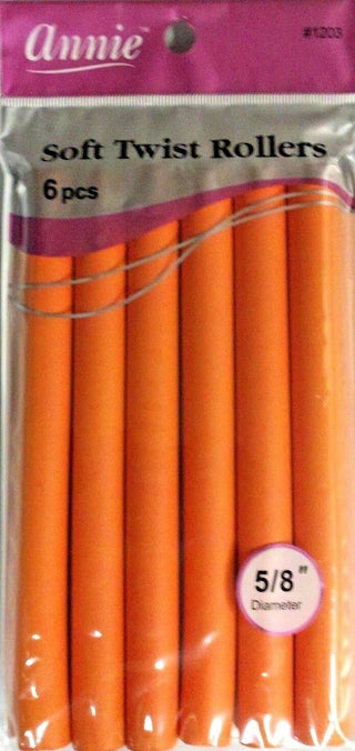 ANNIE - Professional Soft Twist Rollers 5/8" 6 PCs ORANGE