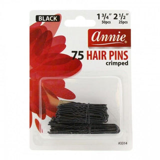 ANNIE - Hair Pins Crimped 75PCs BLACK #3314
