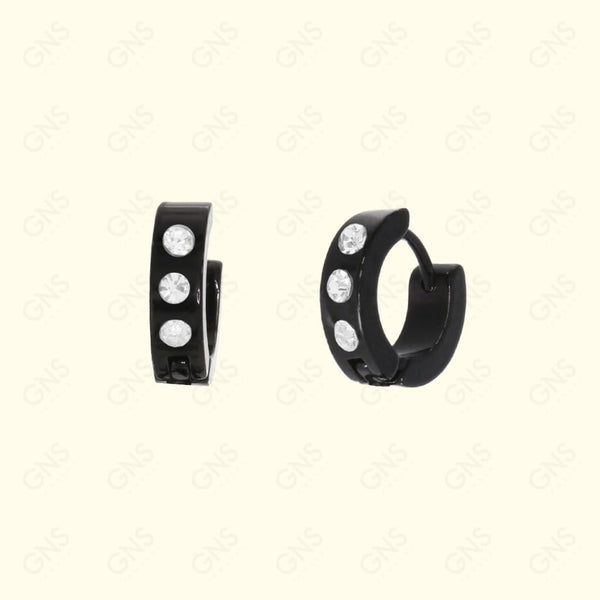 GNS - Stainless Steel Black Hoop Earrings (SS003B)