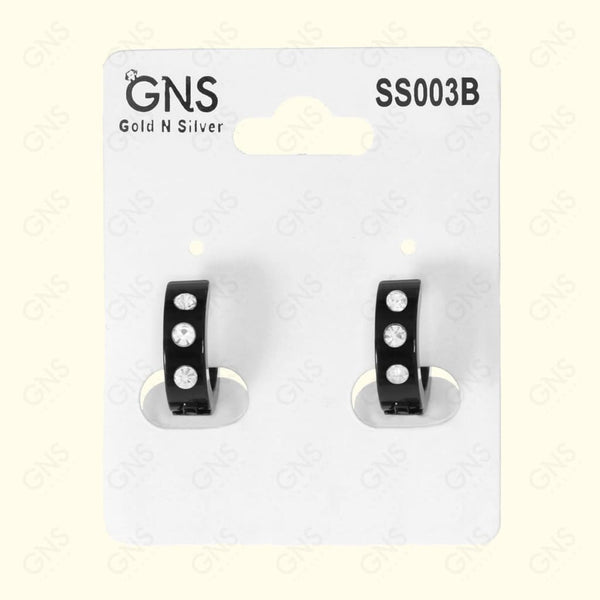 GNS - Stainless Steel Black Hoop Earrings (SS003B)