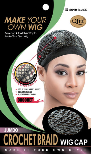 Qfitt - PREMIUM MICRO CROCHET BRAID WIG CAP #5019 BLACK