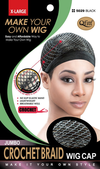 Qfitt - PREMIUM MICRO CROCHET BRAID WIG CAP #5029 BLACK