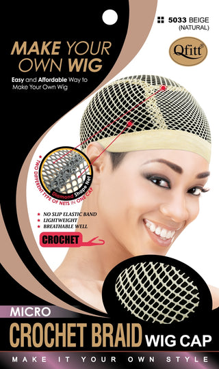 Qfitt - Micro Crochet Braid Wig Cap Regular Size BLACK