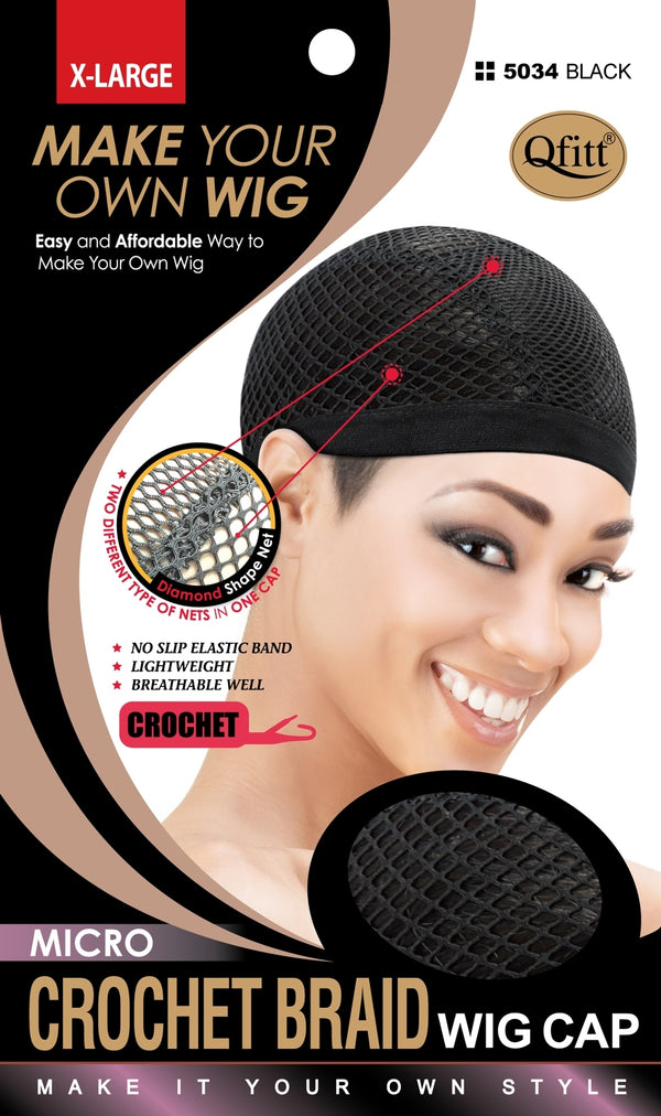 Qfitt - [MICRO BRAID] CROCHET WIG CAP #5034 BLACK